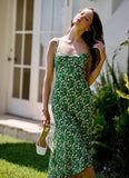 Green Retro Floral Dress