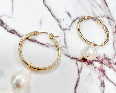 Medium Pearl Hoop